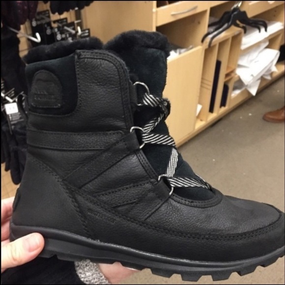 SOREL Whitney Short Leather Premium Winter Boots Waterproof Black 7.5 - Picture 5 of 6